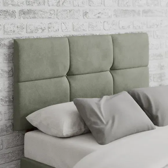 Geometric Headboard with Deep Padding - Duck Egg, Velvet