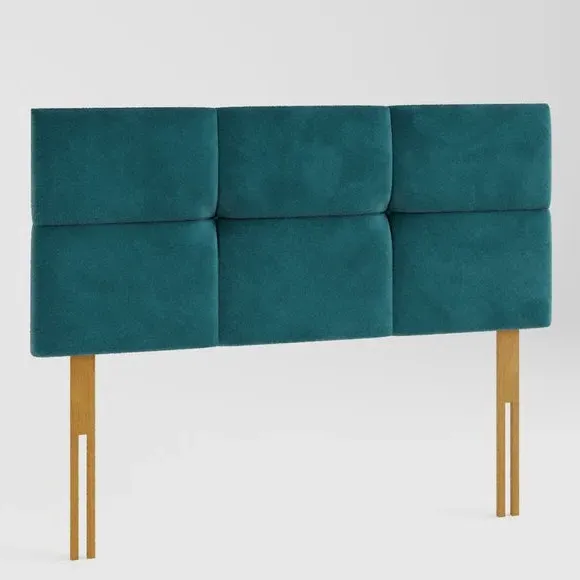 Geometric Headboard with Deep Padding - Emerald, Velvet