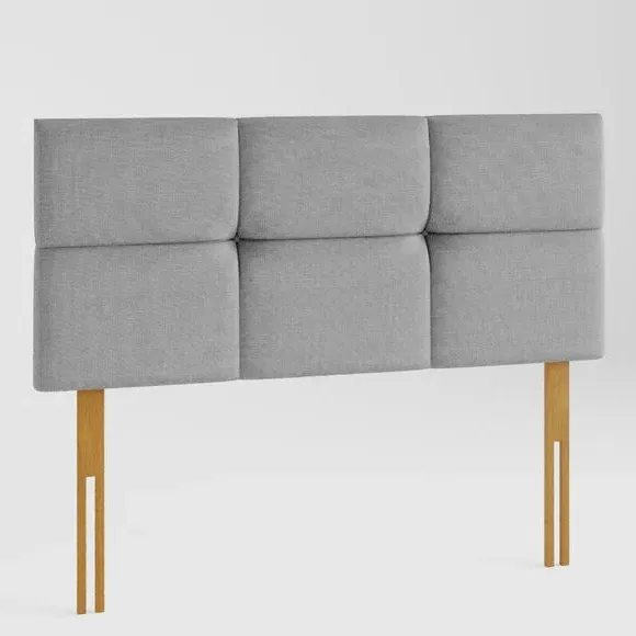 Geometric Headboard with Deep Padding - Grey, Linen