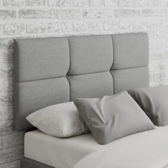 Geometric Headboard with Deep Padding - Grey, Linen image