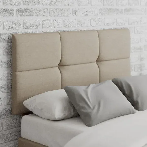 Geometric Headboard with Deep Padding - Mink, Linen
