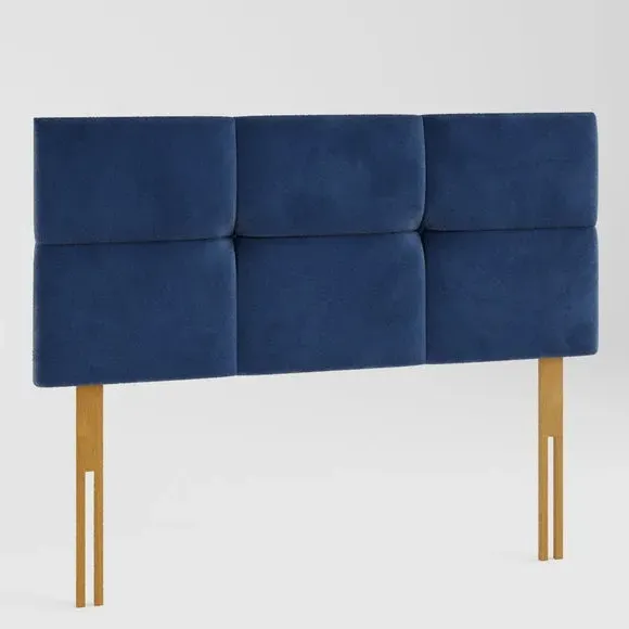 Geometric Headboard with Deep Padding - Navy, Velvet