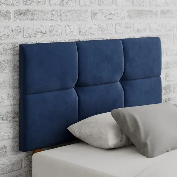 Geometric Headboard with Deep Padding - Navy, Velvet