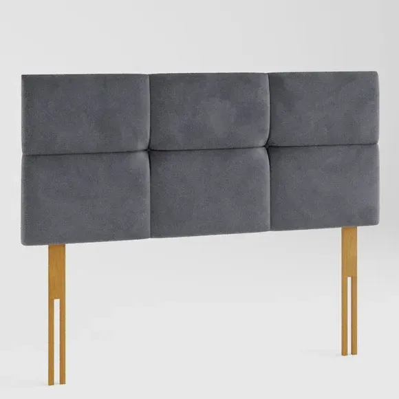 Geometric Headboard with Deep Padding - Steel, Velvet