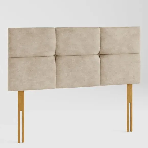 Geometric Headboard with Padding - Beige, Linen