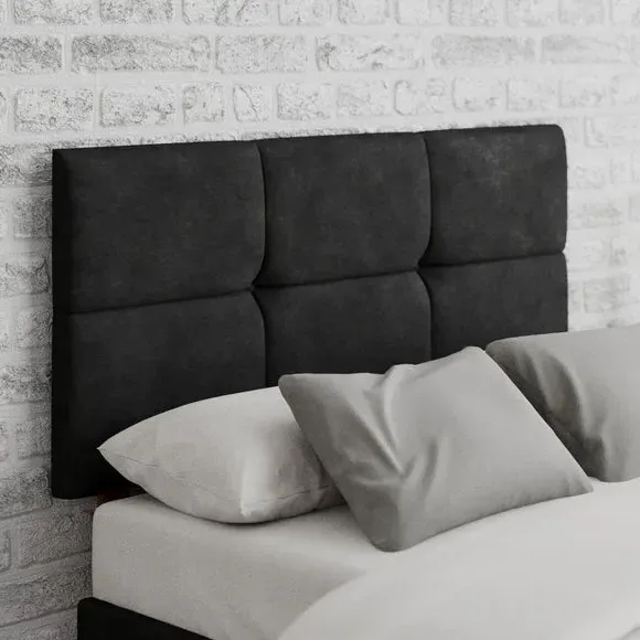 Geometric Headboard with Padding - Charcoal, Linen