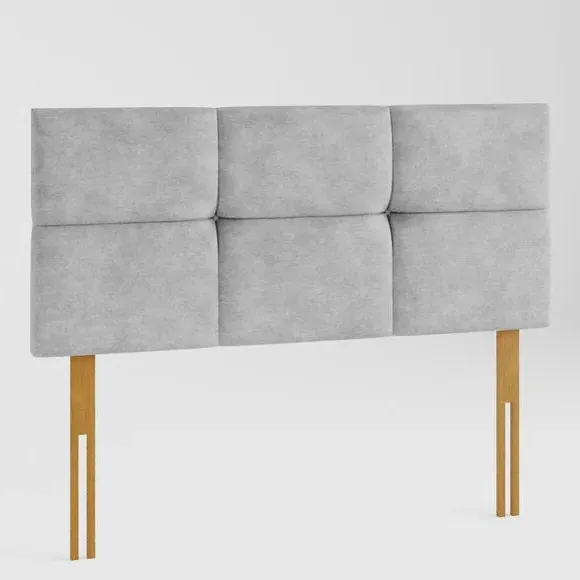 Geometric Headboard with Padding - Silver, Linen