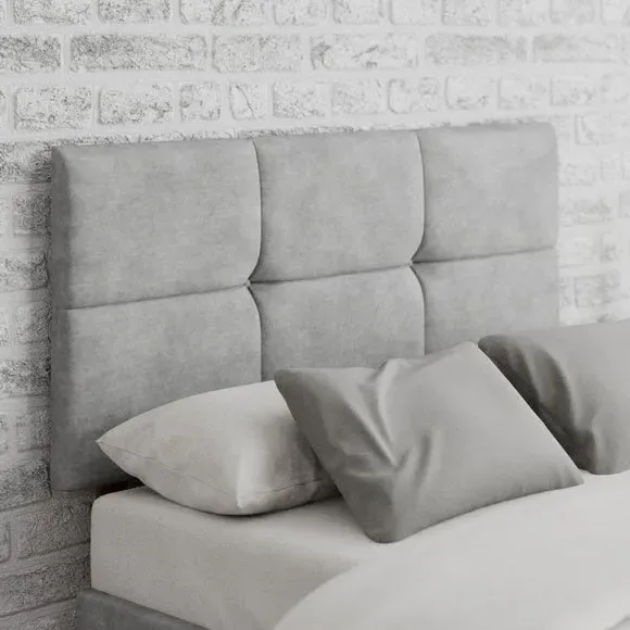 Geometric Headboard with Padding - Silver, Linen