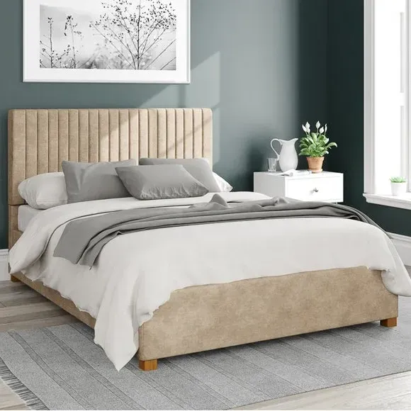 Ottoman Bed Frame with Storage - Beige, Linen image