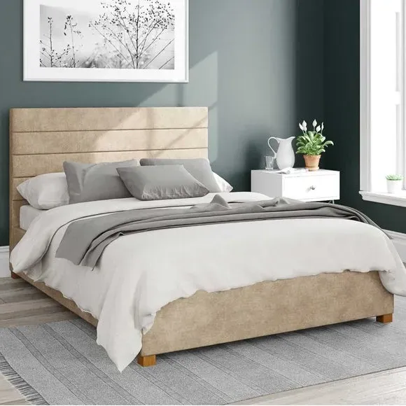 Ottoman Bed Frame with Storage - Beige, Linen image