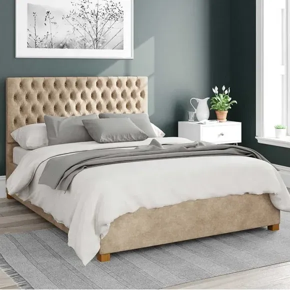 Ottoman Bed Frame with Storage - Beige, Linen