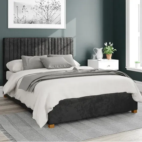 Ottoman Bed Frame with Storage - Black, Velvet image