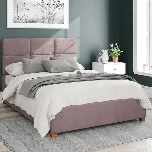 Ottoman Bed Frame with Storage - Blush, Velvet image