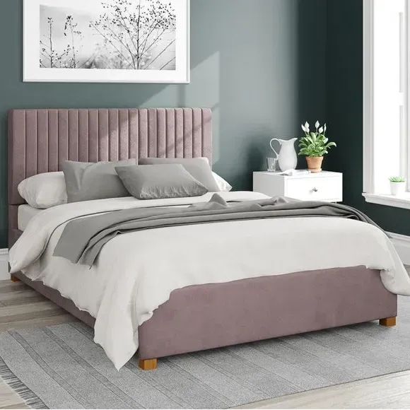 Ottoman Bed Frame with Storage - Blush, Velvet image