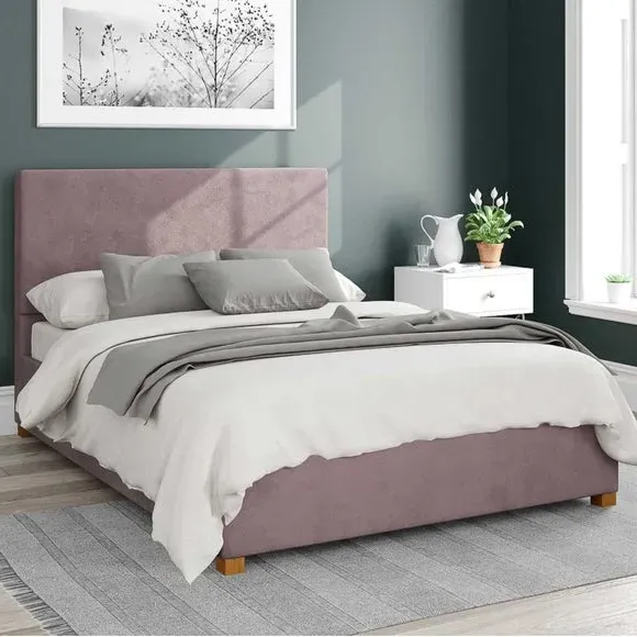 Ottoman Bed Frame with Storage - Blush, Velvet image