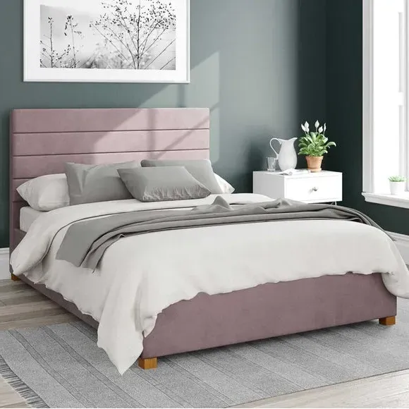 Ottoman Bed Frame with Storage - Blush, Velvet image