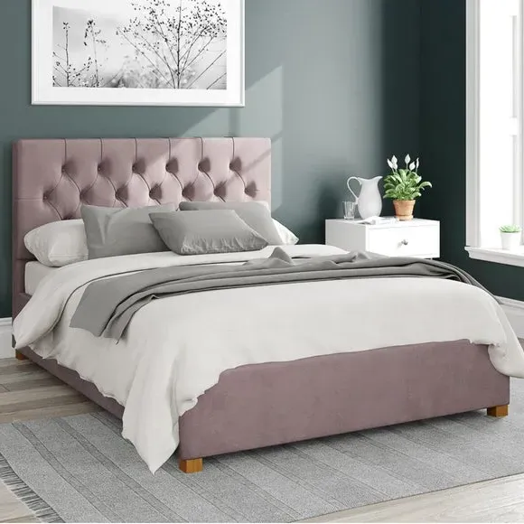 Ottoman Bed Frame with Storage - Blush, Velvet image