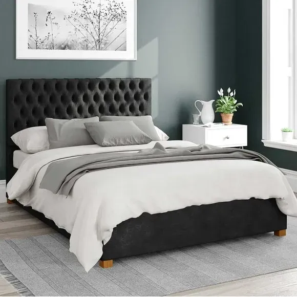 Ottoman Bed Frame with Storage - Charcoal, Linen