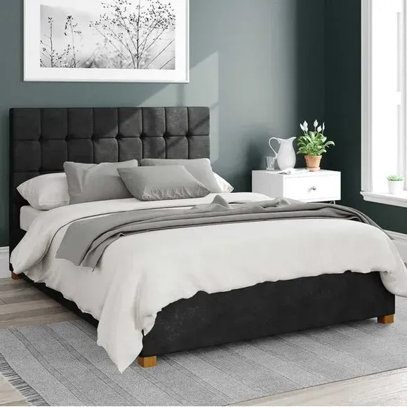 Ottoman Bed Frame with Storage - Charcoal, Linen