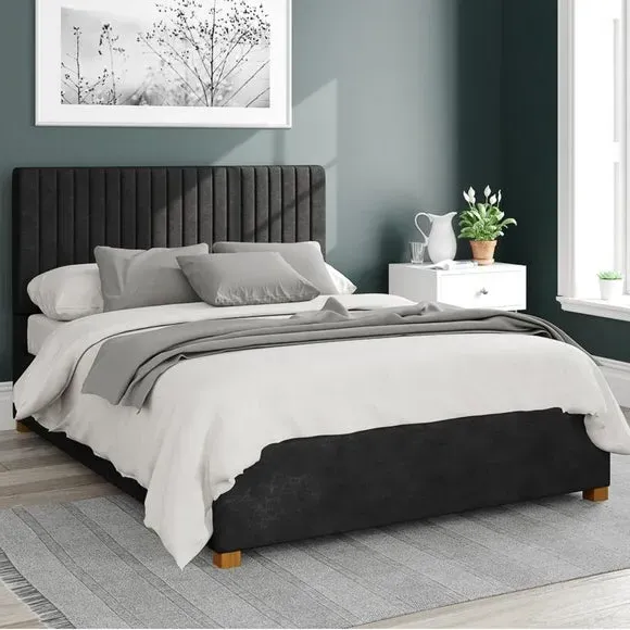 Ottoman Bed Frame with Storage - Charcoal, Linen