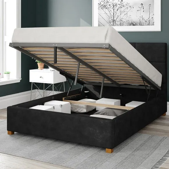 Ottoman Bed Frame with Storage - Charcoal, Linen