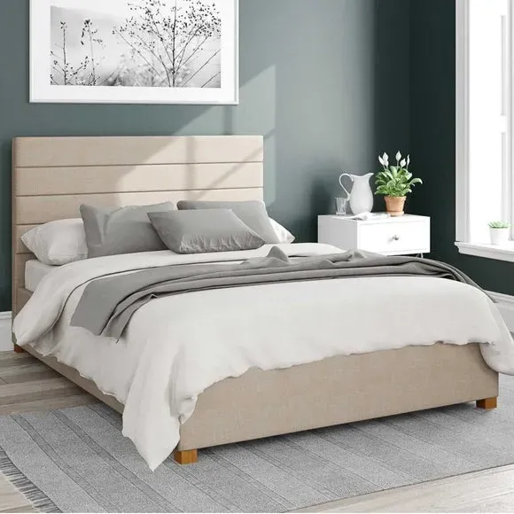 Ottoman Bed Frame with Storage - Cream, Fabric image