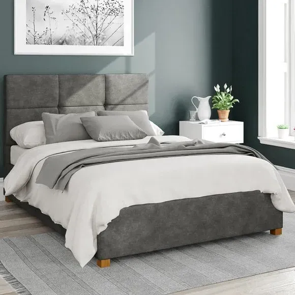 Ottoman Bed Frame with Storage - Dark Grey, Linen