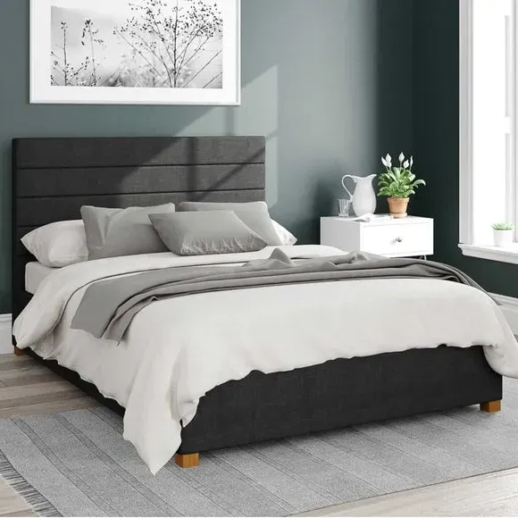 Ottoman Bed Frame with Storage - Ebony, Fabric