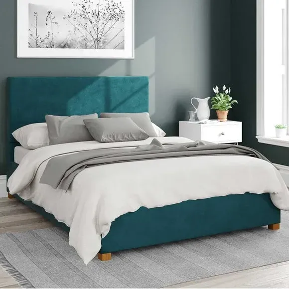 Ottoman Bed Frame with Storage - Emerald, Velvet