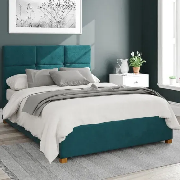 Ottoman Bed Frame with Storage - Emerald, Velvet