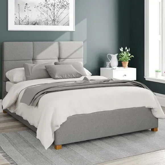 Ottoman Bed Frame with Storage - Grey, Linen image