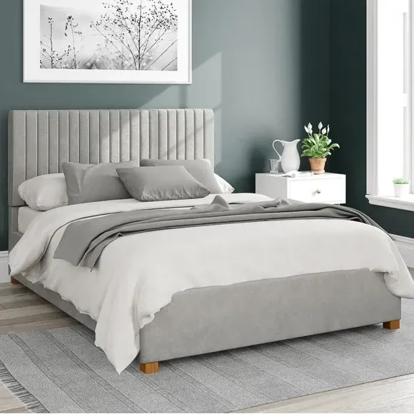 Ottoman Bed Frame with Storage - Light Silver, Velvet
