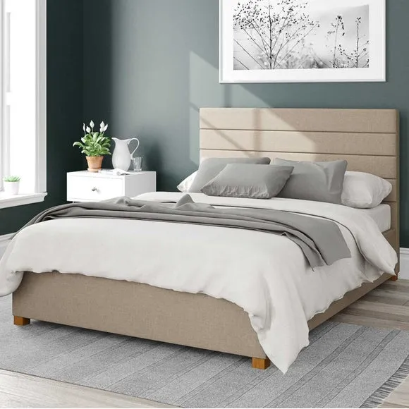 Ottoman Bed Frame with Storage - Natural, Linen