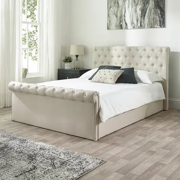 Ottoman Bed Frame with Storage - Natural, Linen image