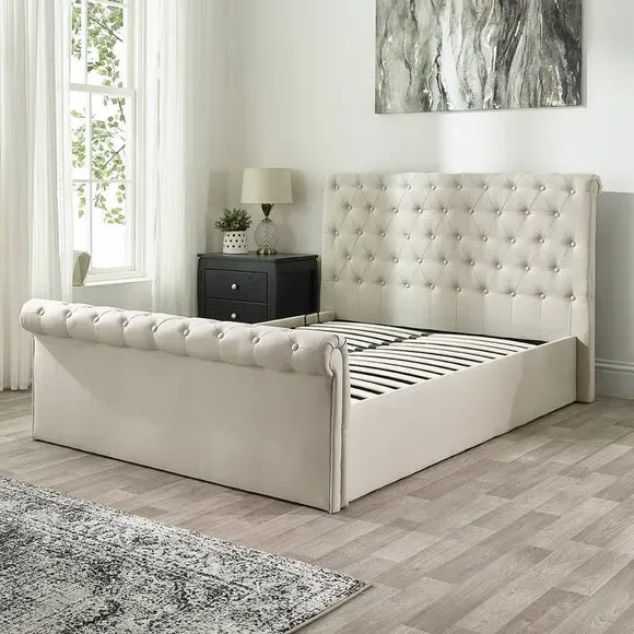 Ottoman Bed Frame with Storage - Natural, Linen