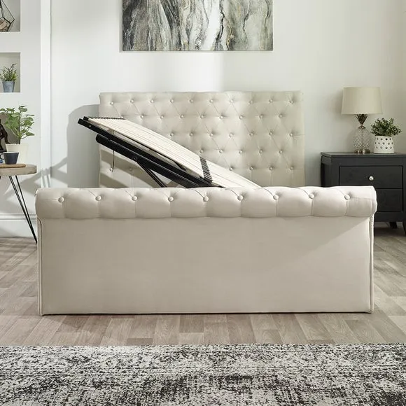 Ottoman Bed Frame with Storage - Natural, Linen