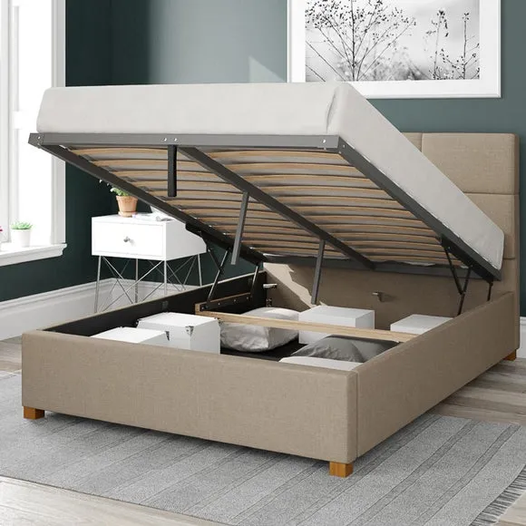 Ottoman Bed Frame with Storage - Natural, Linen