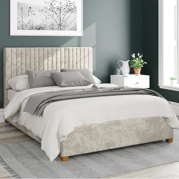 Ottoman Bed Frame with Storage - Pearl, Velvet
