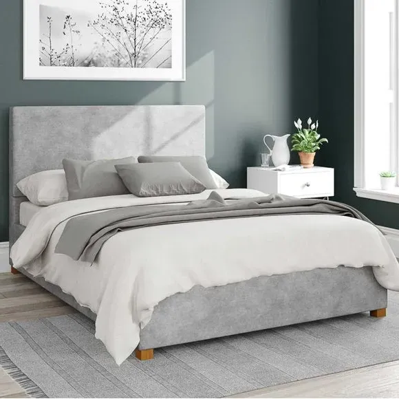 Ottoman Bed Frame with Storage - Silver, Linen