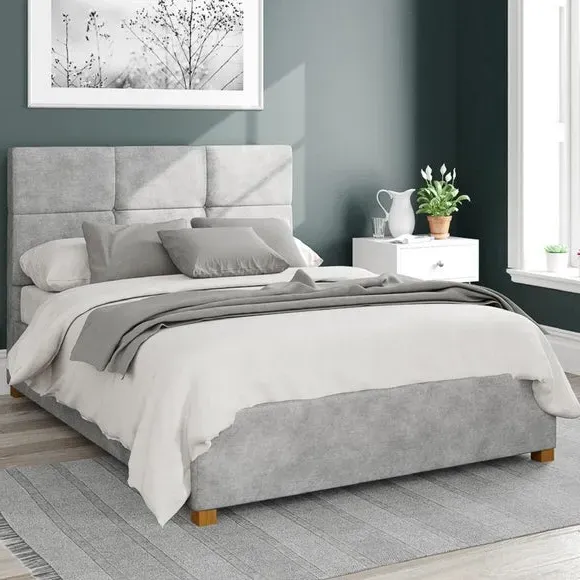 Ottoman Bed Frame with Storage - Silver, Linen