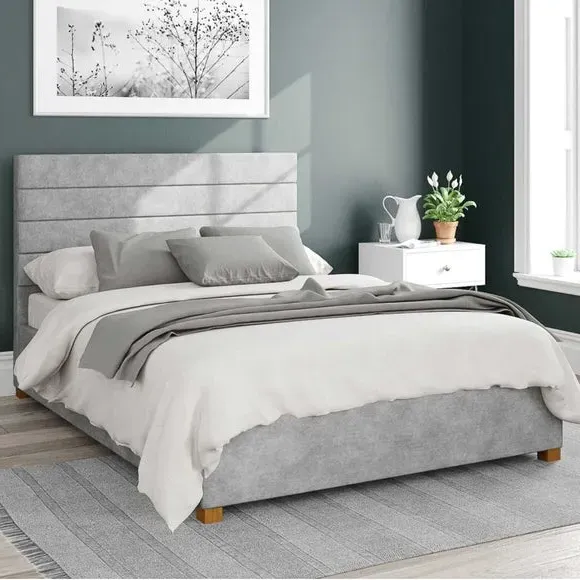 Ottoman Bed Frame with Storage - Silver, Linen