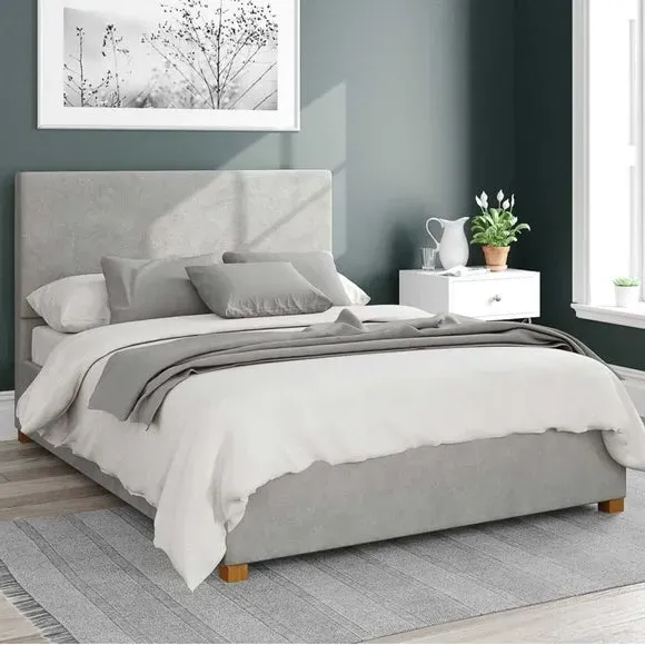 Ottoman Bed Frame with Storage - Silver, Velvet