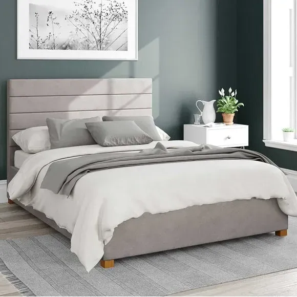Ottoman Bed Frame with Storage - Silver, Velvet