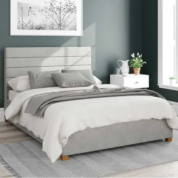 Ottoman Bed Frame with Storage - Silver, Velvet