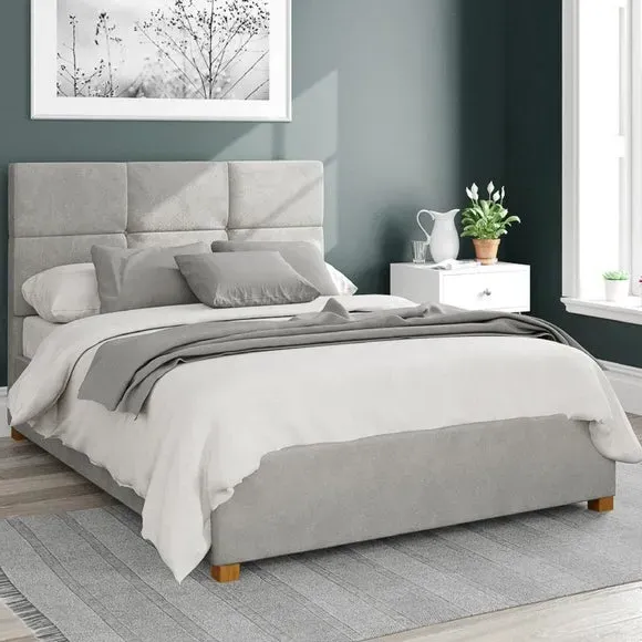 Ottoman Bed Frame with Storage - Silver, Velvet