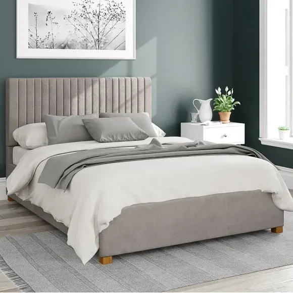 Ottoman Bed Frame with Storage - Silver, Velvet