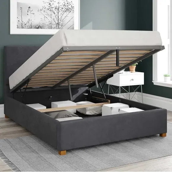 Ottoman Bed Frame with Storage - Steel, Velvet