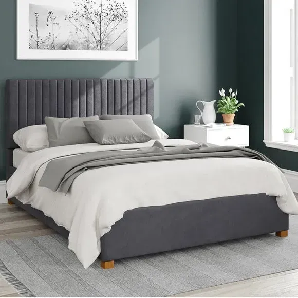 Ottoman Bed Frame with Storage - Steel, Velvet