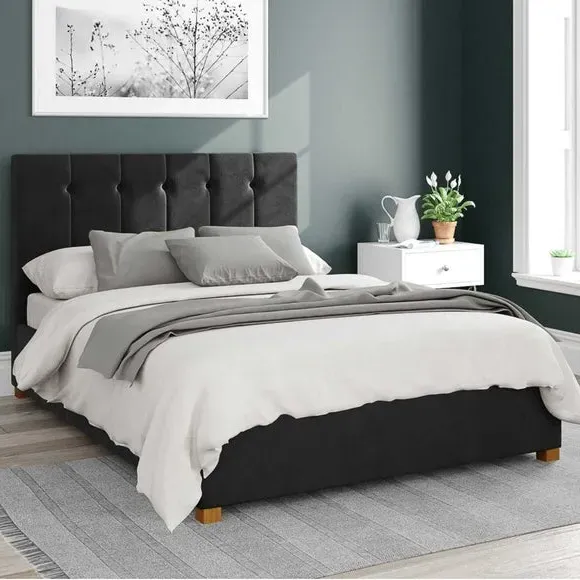 Ottoman Bed with Storage - Ebony, Velvet