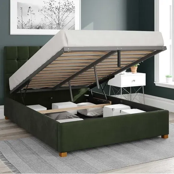 Ottoman Bed with Storage - Forest, Velvet